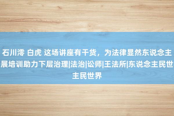 石川澪 白虎 这场讲座有干货，为法律显然东说念主开展培训助力下层治理|法治|讼师|王法所|东说念主民世界