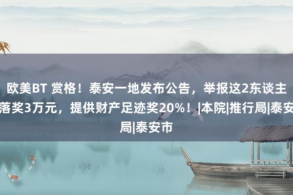 欧美BT 赏格！泰安一地发布公告，举报这2东谈主着落奖3万元，提供财产足迹奖20%！|本院|推行局|泰安市