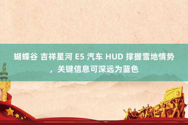 蝴蝶谷 吉祥星河 E5 汽车 HUD 撑握雪地情势，关键信息可深远为蓝色